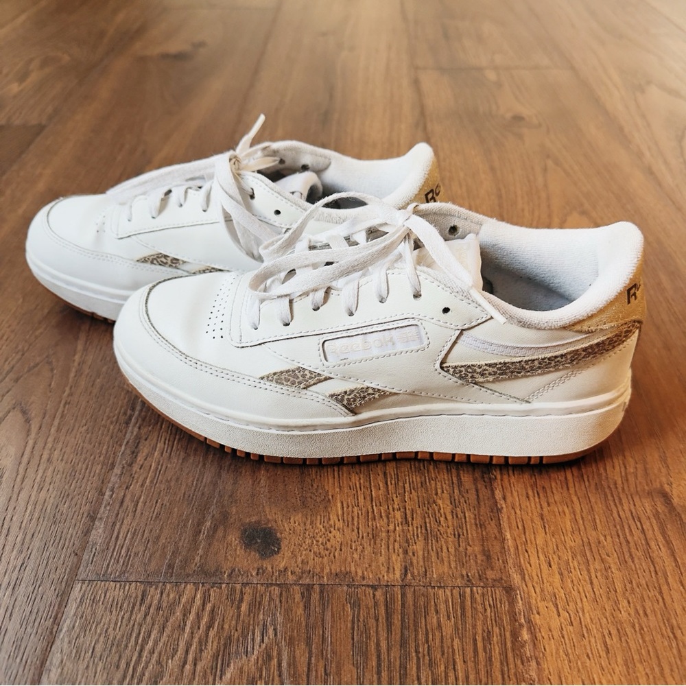 Reebok White Sneakers with Tan Accents